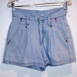 Women's Vintage Y2K Grass Raggs High Waisted Pleated Denim Shorts.